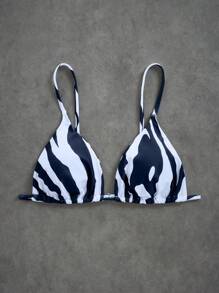 Swim Mod Printed Random Fashion Swimwear Top, Suitable For Summer - Black and White - View 3