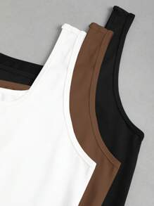 Sweetra Camiseta sin mangas casual con escote cuadrado y pliegues para mujeres de talla grande en verano