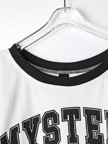 Flirla 青少年女孩两件套：休闲二合一上衣 + 休闲工装裤，返校服装 - 黑與白 - 查看 9