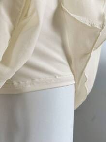 Zolique Summer Sexy Strapless Solid Color Ruffled Cropped Top And Mini Skirt 2 Pieces Set - Apricot - View 2