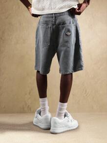 SUMWON Quần short denim kiểu thợ mộc, quần áo công sở, quần áo rộng rãi, quần áo thường ngày, nhiều túi, quần áo dài đến đầu gối, kiểu dáng thoải mái, rách rưới - Màu xanh lam - Xem 2