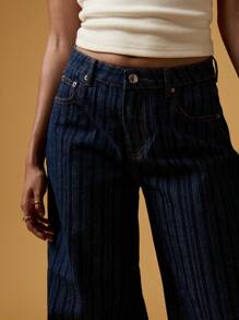 MISSGUIDED Wide Leg Jeans With Exaggerated Turn Up Cuff Detail Retro High Waist Denim Pant Modern 70s Style Fall Winter Fashion - Blue - View 5