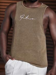 Manfinity BRENVOR Men's Vintage Knitted Casual Daily Loose Embroidery Sleeveless Tank Top