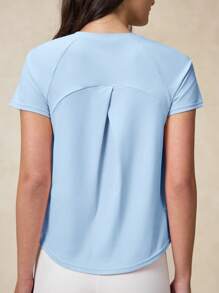 OutZeal Women Outdoor Tee Gym Top Summer UV Protection Cool Touch Cross-Over Pleat Design - Blue - View 7