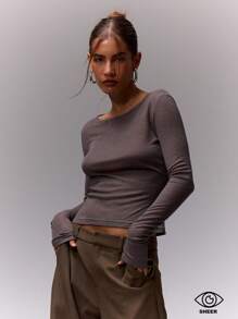 MUSERA Fitted Long Sleeve Top Vacation Casual Everyday Capsule Wardrobe Airport Holiday Fall Back To School Autumn Winter Christmas,Elegant