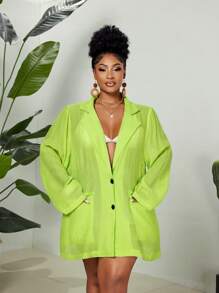 Maweii Blazer ample, simple et polyvalent, tissé, mince et décontracté, grande taille