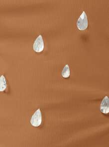 MISSGUIDED PLUS Plus Size Summer Tank Top Sleeveless Tank Top With Scattered Pearl Embellishments Ribbed Basic Casual Top For Day Night - Brown - View 6
