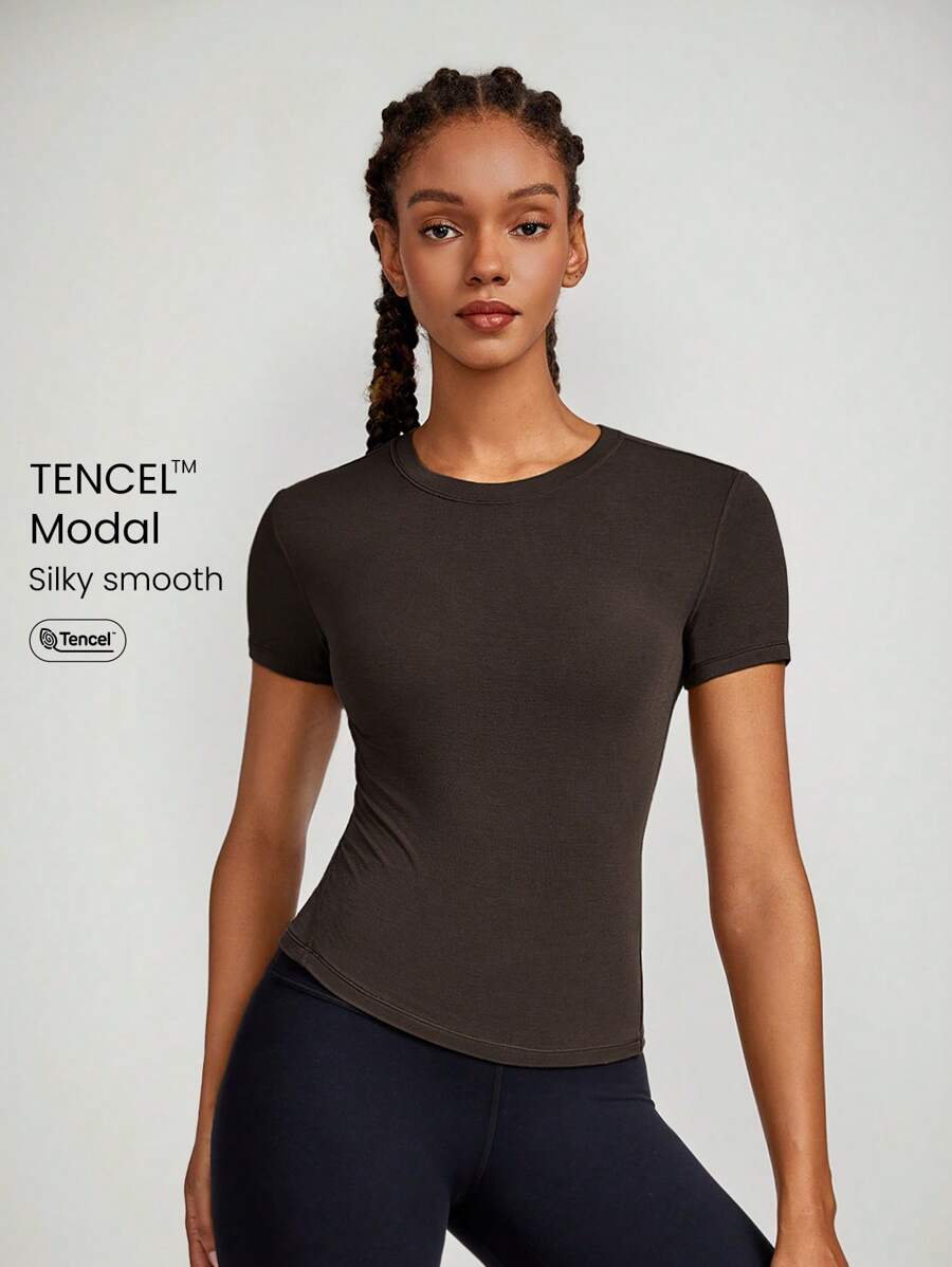 GLOWMODE Modal andningsbar sporttröja Daily Casual - Chokladbrun - Visa 1