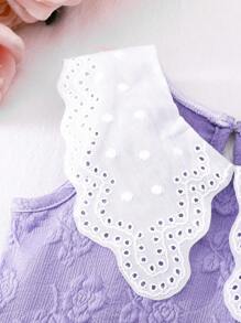 Souflis Souflis 女婴荷叶边彼得潘领甜美公主裙，蕾丝边粉色无袖夏装 - 紫色 - 查看 4