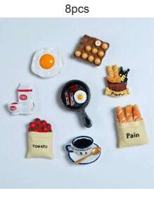 SHEIN 6 magneți de frigider, magneți de frigider cu alimente 3D, magneți decorativi drăguți, magneți de frigider personalizați, potriviți pentru table albe de bucătărie și birou, dulapuri de depozitare și mașini de spălat vase, decorare bucătărie, decorare casă, cadouri de Ziua Mamei