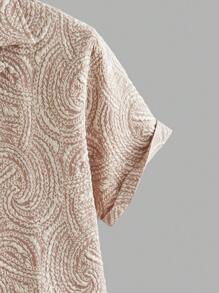 Manfinity RelaxMax 男士夏季全印花纽扣短袖衬衫 - 卡其色 - 查看 4