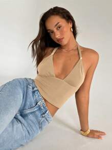 Aloruh 女式性感短款修身挂脖针织背心