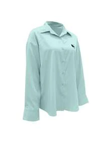INAWLY Women's Solid Color Long Sleeve Shirt, Fashionable For Summer Fall Cloth For Women - Cadet Blue - View 6