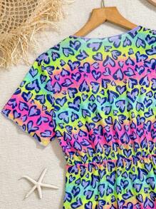 Teen Girls' Gradient Purple Leopard Print Cover-Up,Fashion Casual Swimsuit Coverup,Summer Vacation Holiday Beach Dress,Tween Girls Dresses Beachwear - Multicolor - View 4