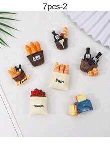 SHEIN 6 magneți de frigider, magneți de frigider cu alimente 3D, magneți decorativi drăguți, magneți de frigider personalizați, potriviți pentru table albe de bucătărie și birou, dulapuri de depozitare și mașini de spălat vase, decorare bucătărie, decorare casă, cadouri de Ziua Mamei