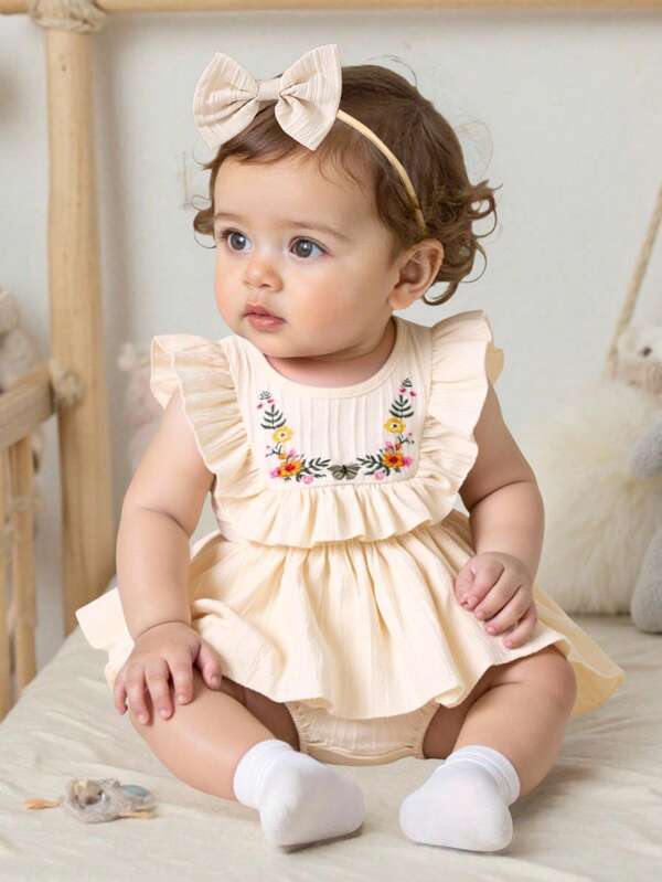 SHEIN Playful Pals Vestido elegante de verano para bebé niña, apto para fiesta y uso diario