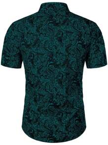 Manfinity Homme Men's Minimalist Print Short Sleeve T-Shirt - Cadet Blue - View 2