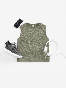 SHEIN Young Boy Letter Printed Washed Loose Knit Casual Tank Top Boys Muscle Tank Kids Summer Tank Top Kids Graphic Tank Inspirational Shirts For Kids Kids Oversized Tank Top