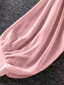 Women's Plus Size Lightweight Lantern Sleeve Tie Waist Open Front Kimono, Summer Winter Fall Autumn - Pink - View 5