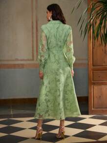 ZEYLAH 镂空花卉面料，蓬松裙摆，浪漫茶会优雅连衣裙