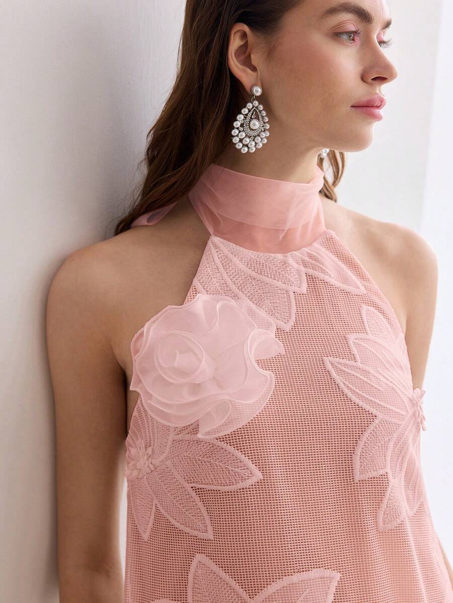 MOTF Soiréza EMBROIDERY STEREO FLORAL A-LINE DRESS - Pink - View 2