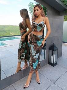 SHEIN ICON 2 piezas Conjunto de prendas de salir de estampado floral vintage country boho estilo Y2k para uso diario - Multicolor - Ver 5