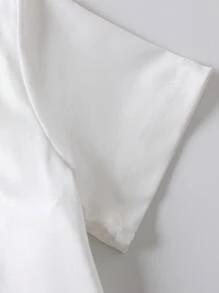 SHEIN Playful Pals 2 chiếc/bộ váy in họa tiết hoa dễ thương cho bé gái & thiết kế hình bóng bé gái - Màu tím - Xem 4