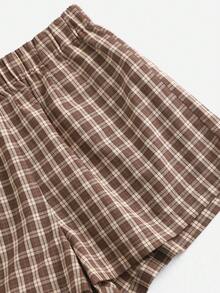 Solavibe Pantalones cortos con estampado de cuadros grandes, para verano - Multicolor - Ver 5