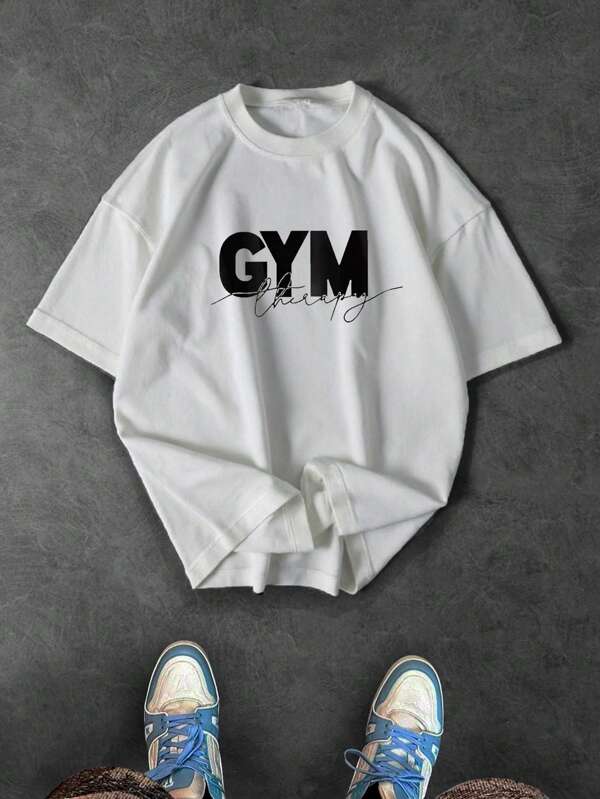 Sport MetroGents Tricou sport casual pentru bărbați, cu guler rotund, imprimat, cu mânecă scurtă, stil casual, de zi cu zi