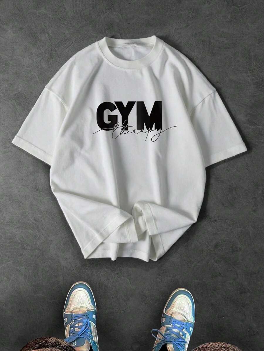 Sport MetroGents Men's Casual Daily Round Neck Printed Short Sleeve Sports T-Shirt, Gym Shirts, Gymwear, Gym Tops, Gym Therapy Shirts, Workout Shirts - White - View 1