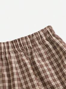 Solavibe Pantalones cortos con estampado de cuadros grandes, para verano - Multicolor - Ver 4
