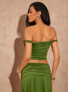 Hauture 性感夏夜度假露肩扭褶上衣