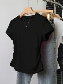 INAWLY 3件套女士简约百搭腰部设计T恤，夏季 - 彩色 - 查看 5