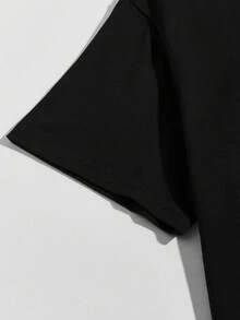 Manfinity Homme Áo thun nam tay ngắn trơn cơ bản viền cong, dùng khi đi chơi - màu đen - Xem 4