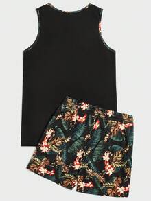 Ensemble débardeur et short imprimé tropical décontracté grande taille pour hommes EASEVO - Multicolore - Voir 7