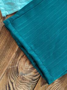 女童夏季衬衫套装，盖袖荷叶边细节纹理面料吊带背心衬衫和纹理面料长裤，适合夏季度假简约装 - 綠色 - 查看 3