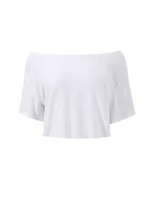 Flirla Plus Size Women's Casual Loose Cropped Asymmetrical Neck T-Shirt, Summer - Yellow - View 3