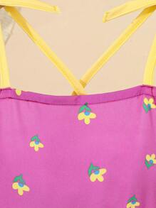 Vestido informal con estampado floral verde + sombrero para niñas, genial para uso diario, salidas, vacaciones, temporada de primavera/verano, nuevos lanzamientos