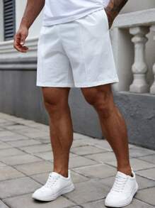 Manfinity RelaxMax Men's Solid Color Pocket Summer Casual Shorts