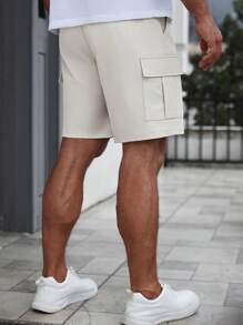 Manfinity RelaxMax Shorts cargo d'été décontractés à poches de couleur unie pour hommes