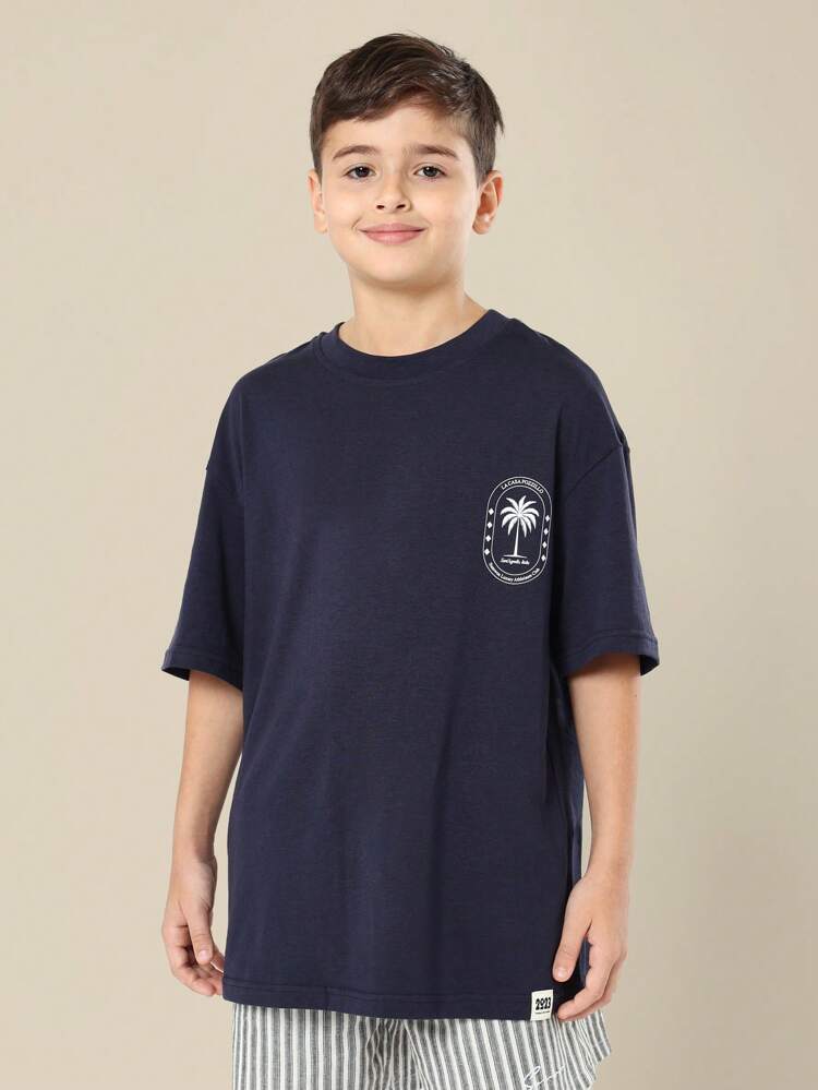 Palm Tree Graphic Streetwear T-Shirt For Tween Boys