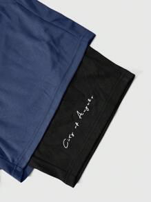 Manfinity LEGND Pantalones cortos multifuncionales casuales para hombre 2 en 1, pantalones cortos de 2 colores contrastantes con estampados de cruz y eslogan, cintura con cordón y elástico con bolsillos, adecuados para gimnasio, entrenamiento y deportes, gran regalo para esposo o novio