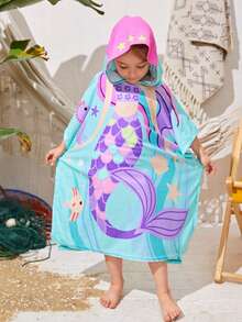 Sparklyn Young Girl Cartoon Graphic Hooded Cover Up