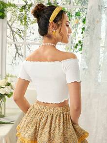 Soleia 木耳邊一字肩T恤