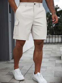 Manfinity RelaxMax Shorts cargo d'été décontractés à poches de couleur unie pour hommes