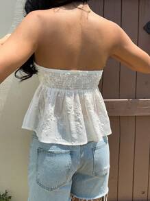 MainGRL 女士纯色刺绣金属装饰夏季网眼吊带背心 - 杏色 - 查看 2