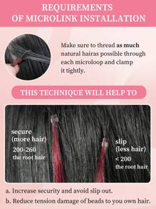 50股微链接发真人发 NC# 自然黑色微环接发丝滑直发微珠接发女士