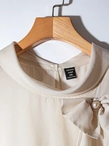 SHEIN Clasi Set elegant de două piese pentru femei, mărimi mari, pentru vacanță de vară - Caisă - Vizualizare 5