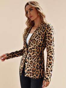 SHEIN Clasi Leopard Print Lapel Neck Single Button Blazer In Fall/Winter - Multicolor - View 6