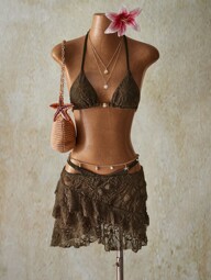 SHEIN ICON 2pcs Women Beach Holiday Lace Backless Halter Bra & Brief Bikini Set, Summer, Y2k Clothes Women, Western Wear Women